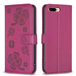 Capa de Telefone em Pele com Relevo de Quatro Folhas, Para iPhone 11 Pro, Para iPhone X / XS, Para iPhone XR, Para iPhone XS Max, Para iPhone 7 Plus / 8 Plus