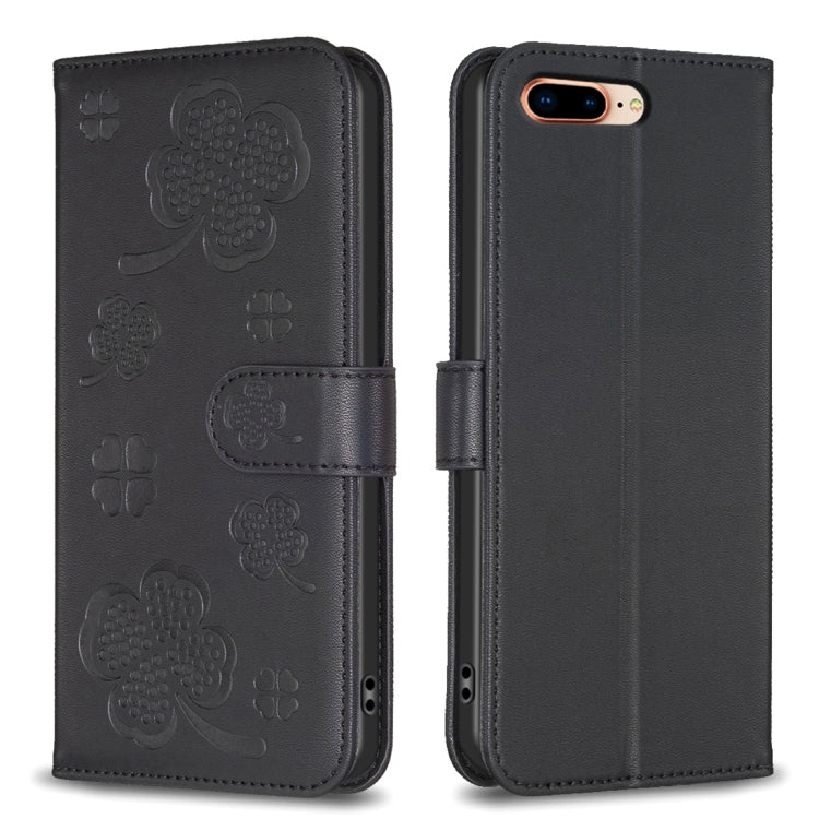 Capa de Telefone em Pele com Relevo de Quatro Folhas, Para iPhone 11 Pro, Para iPhone X / XS, Para iPhone XR, Para iPhone XS Max, Para iPhone 7 Plus / 8 Plus