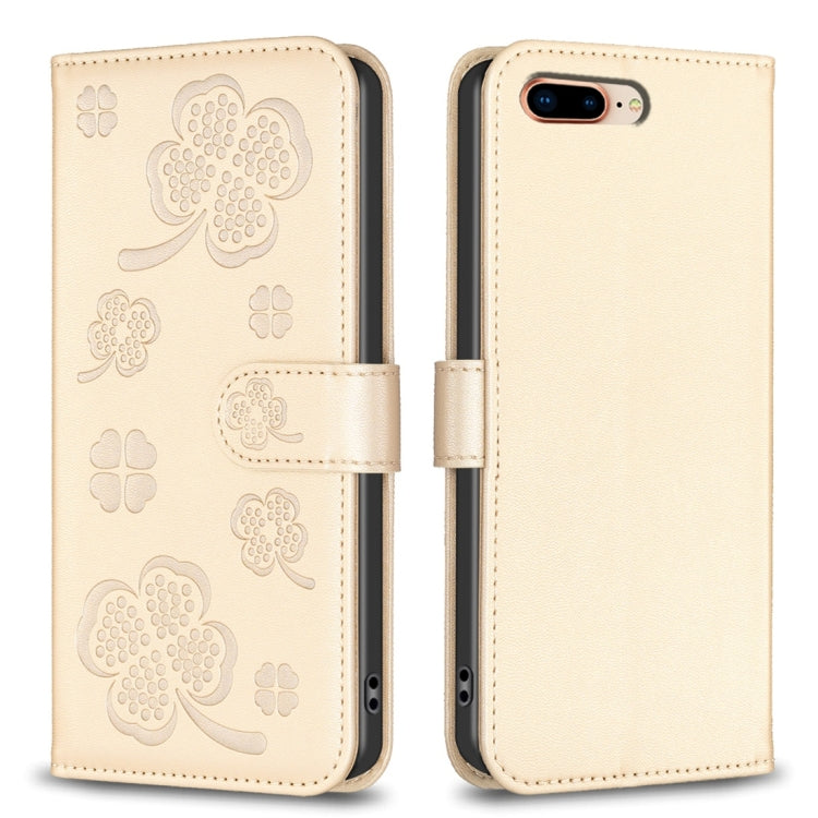 Capa de Telefone em Pele com Relevo de Quatro Folhas, Para iPhone 11 Pro, Para iPhone X / XS, Para iPhone XR, Para iPhone XS Max, Para iPhone 7 Plus / 8 Plus