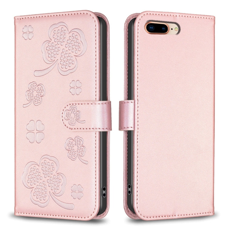 Capa de Telefone em Pele com Relevo de Quatro Folhas, Para iPhone 11 Pro, Para iPhone X / XS, Para iPhone XR, Para iPhone XS Max, Para iPhone 7 Plus / 8 Plus