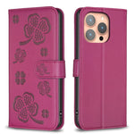 Capa de Telefone em Pele com Relevo de Quatro Folhas, Para iPhone 17 Pro Max, Para iPhone 17 Pro, Para iPhone 17, Para iPhone Air, Para iPhone 16 Pro Max, Para iPhone 16 Pro, Para iPhone 16 Plus, Para iPhone 16
