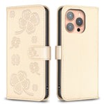 Capa de Telefone em Pele com Relevo de Quatro Folhas, Para iPhone 17 Pro Max, Para iPhone 17 Pro, Para iPhone 17, Para iPhone Air, Para iPhone 16 Pro Max, Para iPhone 16 Pro, Para iPhone 16 Plus, Para iPhone 16