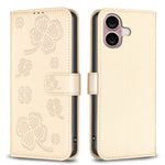 Capa de Telefone em Pele com Relevo de Quatro Folhas, Para iPhone 17 Pro Max, Para iPhone 17 Pro, Para iPhone 17, Para iPhone Air, Para iPhone 16 Pro Max, Para iPhone 16 Pro, Para iPhone 16 Plus, Para iPhone 16