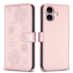 Capa de Telefone em Pele com Relevo de Quatro Folhas, Para iPhone 17 Pro Max, Para iPhone 17 Pro, Para iPhone 17, Para iPhone Air, Para iPhone 16 Pro Max, Para iPhone 16 Pro, Para iPhone 16 Plus, Para iPhone 16