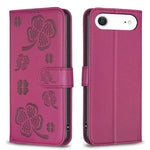 Capa de Telefone em Pele com Relevo de Quatro Folhas, Para iPhone 17 Pro Max, Para iPhone 17 Pro, Para iPhone 17, Para iPhone Air, Para iPhone 16 Pro Max, Para iPhone 16 Pro, Para iPhone 16 Plus, Para iPhone 16