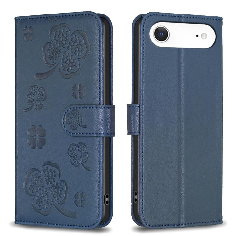 Capa de Telefone em Pele com Relevo de Quatro Folhas, Para iPhone 17 Pro Max, Para iPhone 17 Pro, Para iPhone 17, Para iPhone Air, Para iPhone 16 Pro Max, Para iPhone 16 Pro, Para iPhone 16 Plus, Para iPhone 16