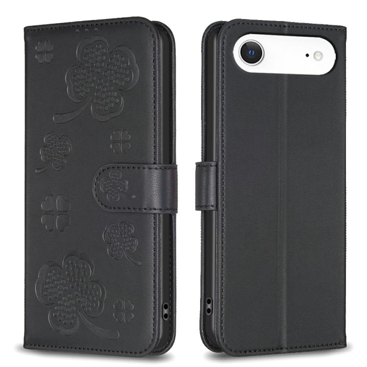 Capa de Telefone em Pele com Relevo de Quatro Folhas, Para iPhone 17 Pro Max, Para iPhone 17 Pro, Para iPhone 17, Para iPhone Air, Para iPhone 16 Pro Max, Para iPhone 16 Pro, Para iPhone 16 Plus, Para iPhone 16