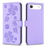 Capa de Telefone em Pele com Relevo de Quatro Folhas, Para iPhone 17 Pro Max, Para iPhone 17 Pro, Para iPhone 17, Para iPhone Air, Para iPhone 16 Pro Max, Para iPhone 16 Pro, Para iPhone 16 Plus, Para iPhone 16