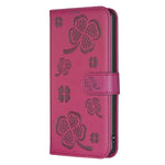 Capa de Telefone em Pele com Relevo de Quatro Folhas, Para iPhone 17 Pro Max, Para iPhone 17 Pro, Para iPhone 17, Para iPhone Air, Para iPhone 16 Pro Max, Para iPhone 16 Pro, Para iPhone 16 Plus, Para iPhone 16