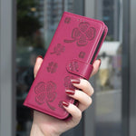 Capa de Telefone em Pele com Relevo de Quatro Folhas, Para iPhone 17 Pro Max, Para iPhone 17 Pro, Para iPhone 17, Para iPhone Air, Para iPhone 16 Pro Max, Para iPhone 16 Pro, Para iPhone 16 Plus, Para iPhone 16