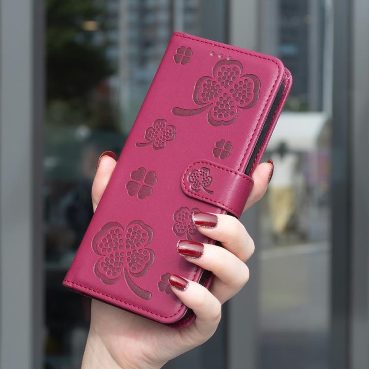 Capa de Telefone em Pele com Relevo de Quatro Folhas, Para iPhone 17 Pro Max, Para iPhone 17 Pro, Para iPhone 17, Para iPhone Air, Para iPhone 16 Pro Max, Para iPhone 16 Pro, Para iPhone 16 Plus, Para iPhone 16