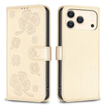 Capa de Telefone em Pele com Relevo de Quatro Folhas, Para iPhone 17 Pro Max, Para iPhone 17 Pro, Para iPhone 17, Para iPhone Air, Para iPhone 16 Pro Max, Para iPhone 16 Pro, Para iPhone 16 Plus, Para iPhone 16