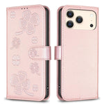 Capa de Telefone em Pele com Relevo de Quatro Folhas, Para iPhone 17 Pro Max, Para iPhone 17 Pro, Para iPhone 17, Para iPhone Air, Para iPhone 16 Pro Max, Para iPhone 16 Pro, Para iPhone 16 Plus, Para iPhone 16