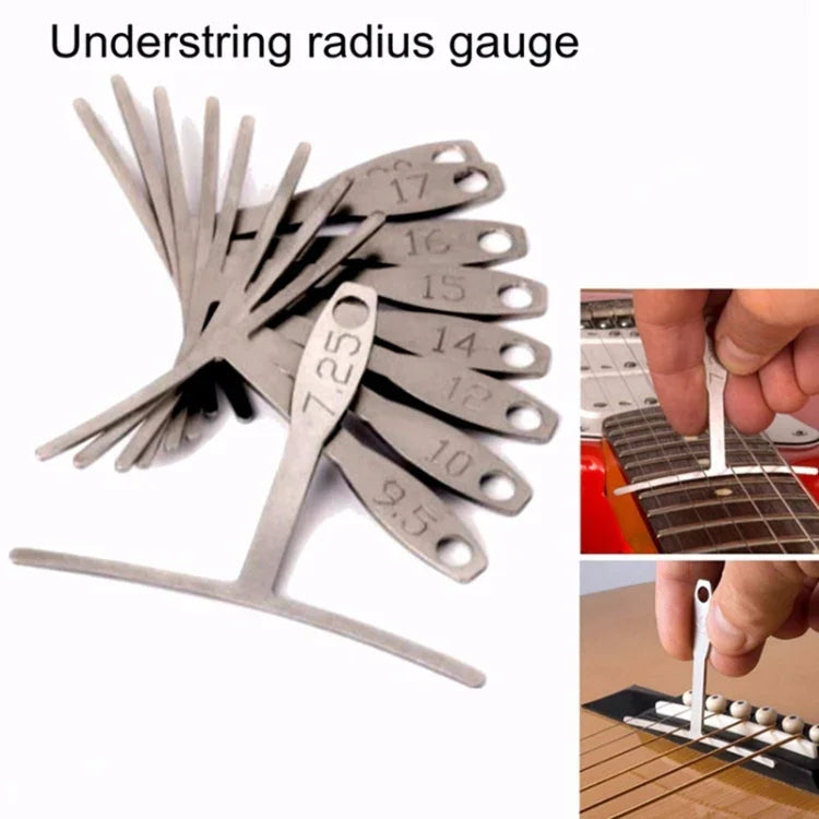 Régua em T para Guitarra 9 em 1, Medidor de Braço, Escala, Curvatura dos Trastes, Curvatura do Espaçamento das Cordas, Paquímetro Ajustável, Régua em T para Guitarra 9 em 1