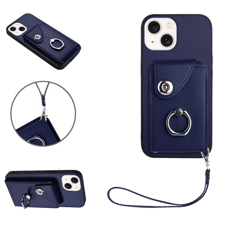 Capa de Telefone PU com Porta-Cartões em Forma de Órgão e Anel Suporte com Cordão, Para iPhone 13 mini, Para iPhone 12, Para iPhone 12 Pro Max, Para iPhone 12 Pro, Para iPhone 12 mini, Para iPhone 11 Pro Max, Para iPhone 11, Para iPhone 11 Pro