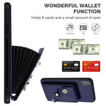 Capa de Telefone PU com Porta-Cartões em Forma de Órgão e Anel Suporte com Cordão, Para iPhone XS / X, Para iPhone XR, Para iPhone XS Max, Para iPhone 8 Plus / 7 Plus