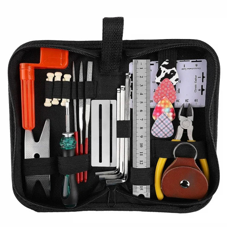 Conjunto de Ferramentas para Reparação de Guitarra, Lima, Chave, Cortador e Enrolador de Cordas, Polimento de Trastes, Kit de Reparação de Guitarra