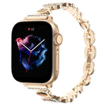 Pulseira de Relógio em Metal com Corrente e Strass Leopardo, Para Apple Watch 42mm, Para Apple Watch 38mm