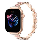 Pulseira de Relógio em Metal com Corrente e Strass Leopardo, Para Apple Watch 42mm, Para Apple Watch 38mm
