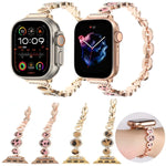 Pulseira de Relógio em Metal com Corrente e Strass Leopardo, Para Apple Watch 42mm, Para Apple Watch 38mm