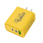 Carregador de Carregamento Rápido 65W de Nitreto de Gálio USB + Tipo-C, Ficha UE, Ficha EUA