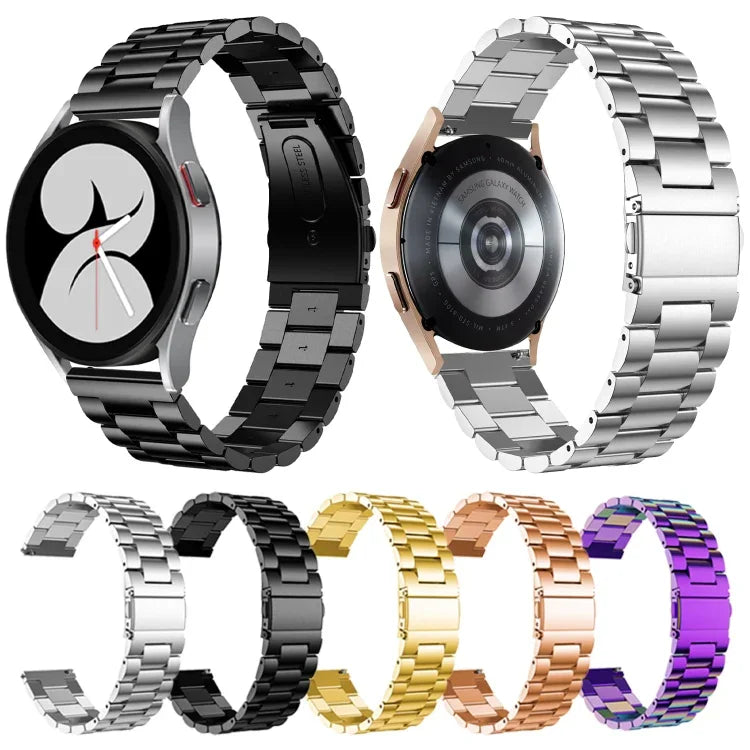 Pulseira de Relógio em Aço Inoxidável com Três Contas e Cabeça Chata, Para Samsung Galaxy Watch6 / 6 Classic
