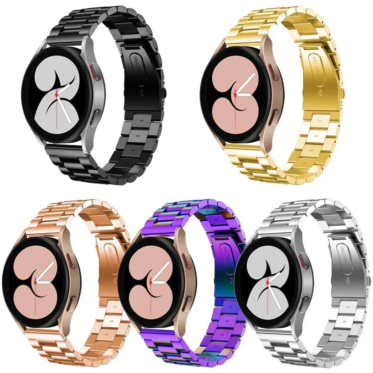 Pulseira de Relógio em Aço Inoxidável com Três Contas e Cabeça Chata, Para Samsung Galaxy Watch6 / 6 Classic