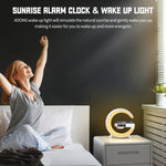 G69 Altifalante Bluetooth Inteligente em Forma de G com Carregador Sem Fios, Despertador e Luz de Despertar, G69 (Preto), G69 (Branco)