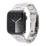 Correia de relógio em aço inoxidável com três contas, para Apple Watch SE 2023 44mm, para Apple Watch SE 2023 40mm, para Apple Watch Ultra 2 49mm, para Apple Watch Series 9 45mm, para Apple Watch Series 9 41mm