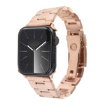 Correia de relógio em aço inoxidável com três contas, para Apple Watch Series 7 41mm, para Apple Watch Series 7 45mm, para Apple Watch SE 40mm, para Apple Watch SE 44mm, para Apple Watch Series 6 40mm