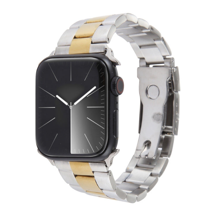 Correia de relógio em aço inoxidável com três contas, para Apple Watch Series 7 41mm, para Apple Watch Series 7 45mm, para Apple Watch SE 40mm, para Apple Watch SE 44mm, para Apple Watch Series 6 40mm