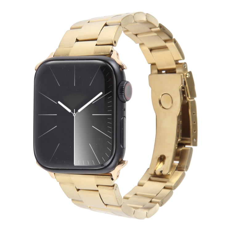 Correia de relógio em aço inoxidável com três contas, para Apple Watch Series 7 41mm, para Apple Watch Series 7 45mm, para Apple Watch SE 40mm, para Apple Watch SE 44mm, para Apple Watch Series 6 40mm