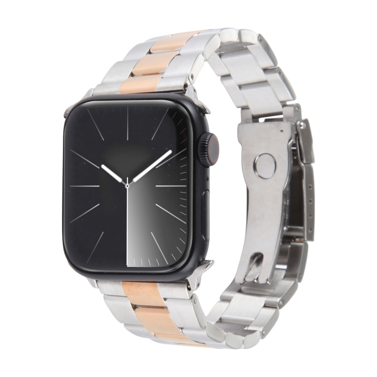Correia de relógio em aço inoxidável com três contas, para Apple Watch Series 7 41mm, para Apple Watch Series 7 45mm, para Apple Watch SE 40mm, para Apple Watch SE 44mm, para Apple Watch Series 6 40mm