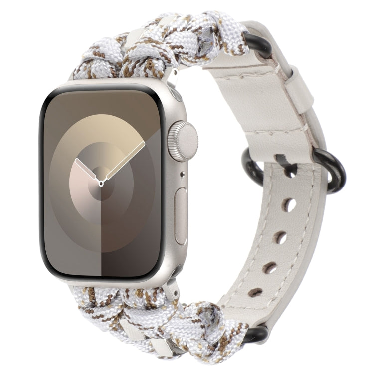 Paracord Genuine Leather Watch Band, For Apple Watch Series 4 44mm, For Apple Watch Series 4 40mm, For Apple Watch Series 3 38mm, For Apple Watch Series 3 42mm, For Apple Watch Series 2 42mm, For Apple Watch Series 2 38mm