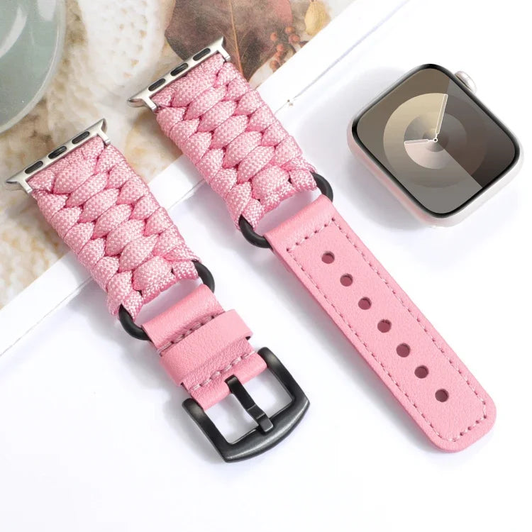 Correia de Relógio em Pele Genuína Paracord Simples, Para Apple Watch 42mm, Para Apple Watch 38mm