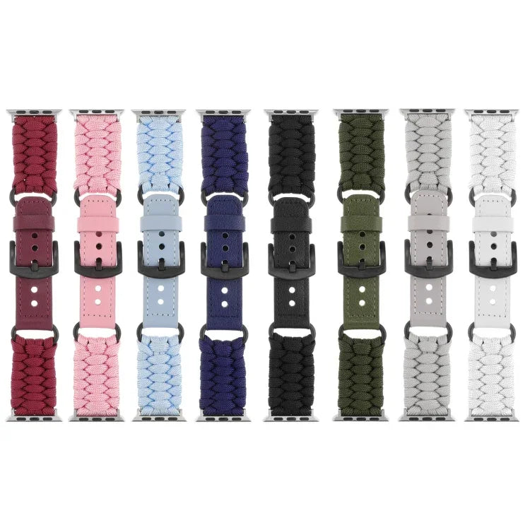 Correia de Relógio em Pele Genuína Paracord Simples, Para Apple Watch 42mm, Para Apple Watch 38mm