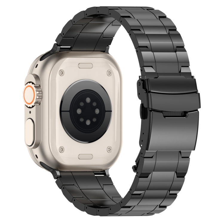Safety Buckle Trapezoid Titanium Steel Watch Band, For Apple Watch SE 40mm, For Apple Watch SE 44mm, For Apple Watch Series 6 40mm, For Apple Watch Series 6 44mm, For Apple Watch Series 5 44mm, For Apple Watch Series 5 40mm, For Apple Watch Series 4 44...