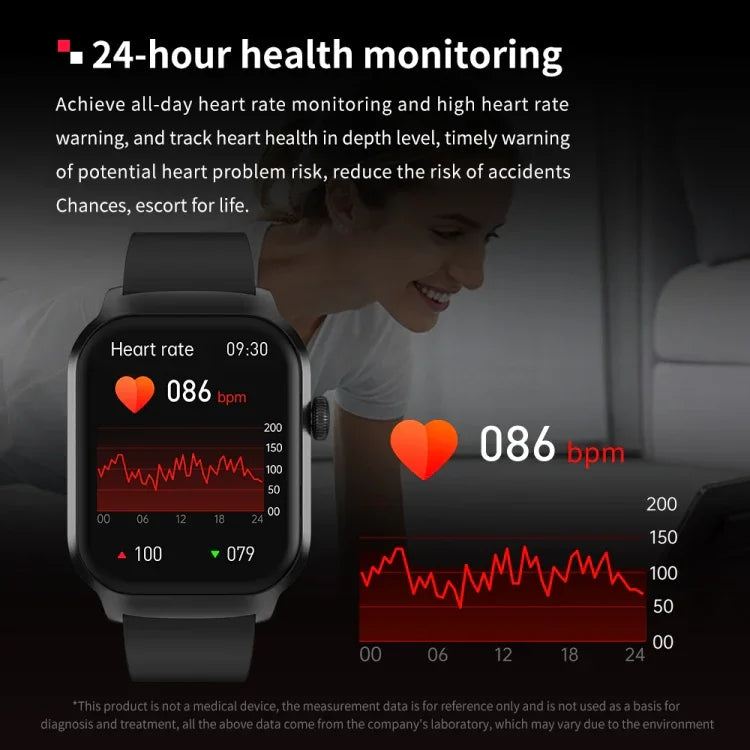 2.01 inch Silicone Strap Bluetooth Call Smart Watch Support Heart Rate Monitoring / Non-invasive Blood Sugar, Silicone Strap Black, Silicone Strap Light Yellow