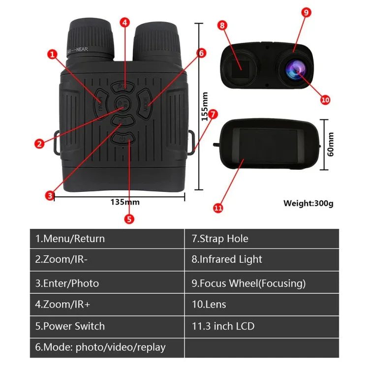 NV7000 Dispositivo de Visão Noturna Infravermelha Binóculo de Caça ao Ar Livre 2.7K HD, NV7000