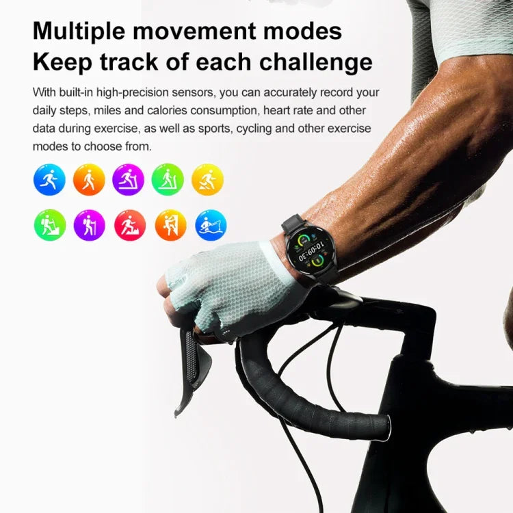Smartwatch com Ecrã de 1,43 polegadas, Pulseira de Silicone, Chamada Bluetooth, Suporte a ECG / Açúcar no Sangue Não Invasivo, Pulseira de Silicone Preta, Pulseira de Silicone Amarelo Claro