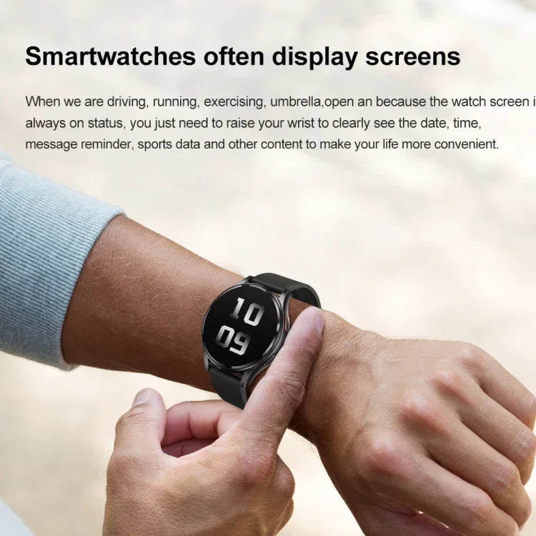 Smartwatch com Ecrã de 1,43 polegadas, Pulseira de Silicone, Chamada Bluetooth, Suporte a ECG / Açúcar no Sangue Não Invasivo, Pulseira de Silicone Preta, Pulseira de Silicone Amarelo Claro