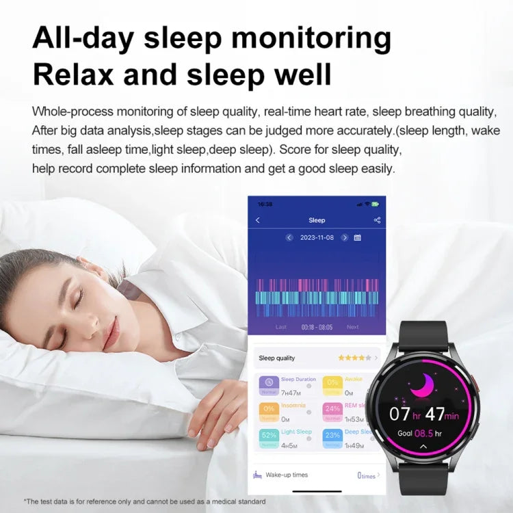 Smartwatch com Ecrã de 1,43 polegadas, Pulseira de Couro, Chamada Bluetooth, Suporte a ECG / Açúcar no Sangue Não Invasivo, Pulseira de Couro Preta, Pulseira de Couro Castanha