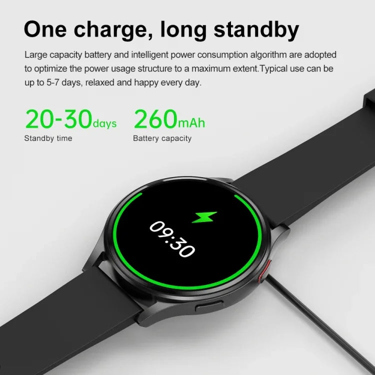 Smartwatch com Ecrã de 1,43 polegadas, Pulseira de Couro, Chamada Bluetooth, Suporte a ECG / Açúcar no Sangue Não Invasivo, Pulseira de Couro Preta, Pulseira de Couro Castanha