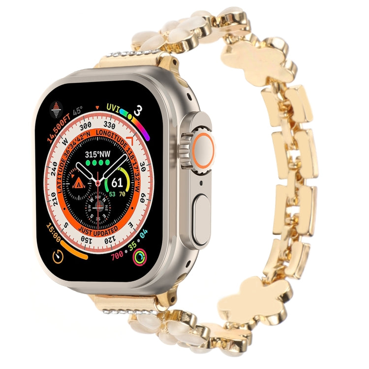 Pulseira de Relógio em Liga de Zinco com Flor de 5 Pétalas, Para Apple Watch SE 2023 44mm, Para Apple Watch SE 2023 40mm, Para Apple Watch Ultra 2 49mm, Para Apple Watch Series 9 45mm, Para Apple Watch Series 9 41mm, Para Apple Watch Ultra 49mm
