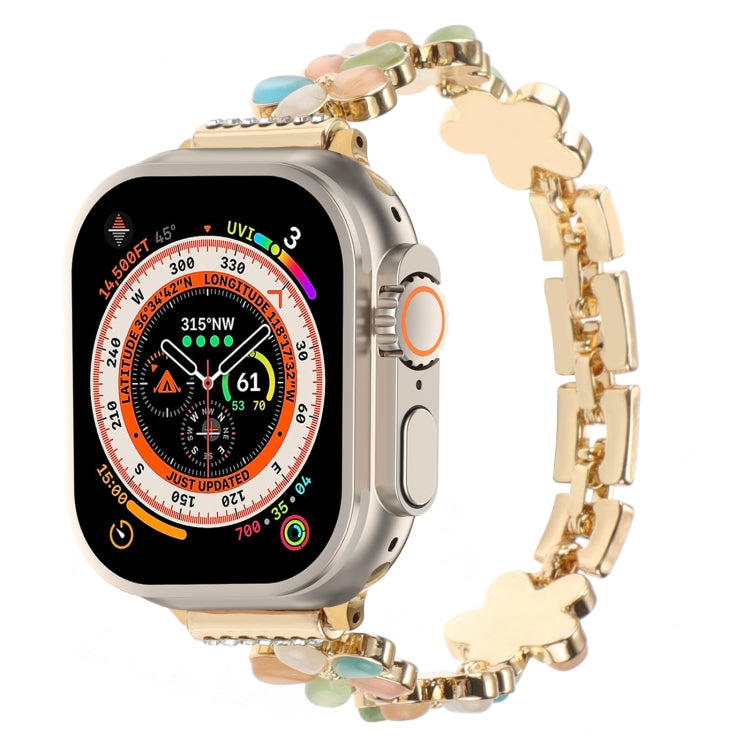 Pulseira de Relógio em Liga de Zinco com Flor de 5 Pétalas, Para Apple Watch SE 2023 44mm, Para Apple Watch SE 2023 40mm, Para Apple Watch Ultra 2 49mm, Para Apple Watch Series 9 45mm, Para Apple Watch Series 9 41mm, Para Apple Watch Ultra 49mm