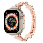 Pulseira de Relógio em Liga de Zinco com Flor de 5 Pétalas, Para Apple Watch SE 2023 44mm, Para Apple Watch SE 2023 40mm, Para Apple Watch Ultra 2 49mm, Para Apple Watch Series 9 45mm, Para Apple Watch Series 9 41mm, Para Apple Watch Ultra 49mm