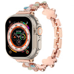 Pulseira de Relógio em Liga de Zinco com Flor de 5 Pétalas, Para Apple Watch SE 2023 44mm, Para Apple Watch SE 2023 40mm, Para Apple Watch Ultra 2 49mm, Para Apple Watch Series 9 45mm, Para Apple Watch Series 9 41mm, Para Apple Watch Ultra 49mm