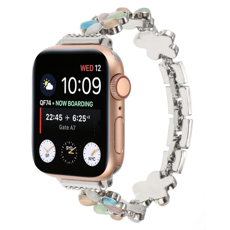Pulseira de Relógio em Liga de Zinco com Flor de 5 Pétalas, Para Apple Watch SE 2023 44mm, Para Apple Watch SE 2023 40mm, Para Apple Watch Ultra 2 49mm, Para Apple Watch Series 9 45mm, Para Apple Watch Series 9 41mm, Para Apple Watch Ultra 49mm