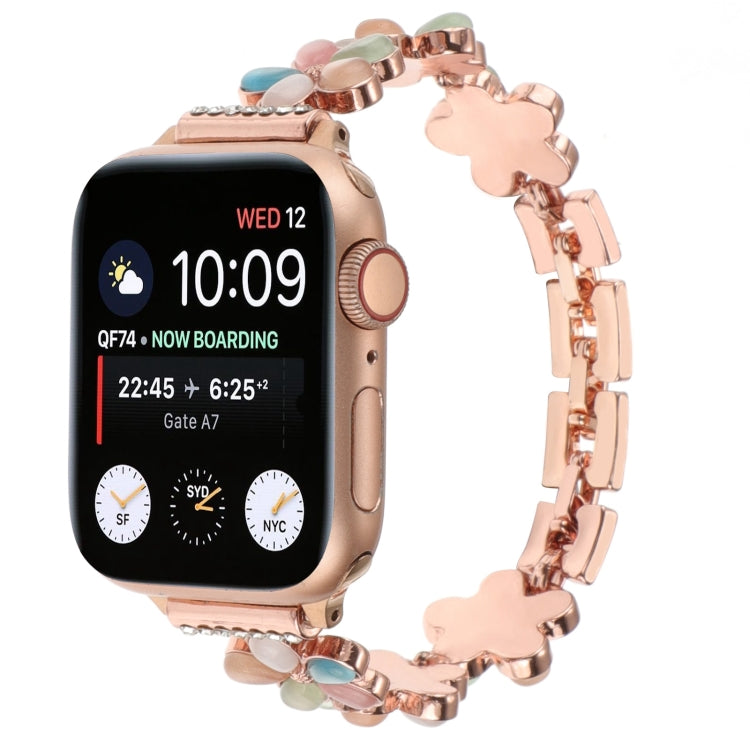 Pulseira de Relógio em Liga de Zinco com Flor de 5 Pétalas, Para Apple Watch SE 2023 44mm, Para Apple Watch SE 2023 40mm, Para Apple Watch Ultra 2 49mm, Para Apple Watch Series 9 45mm, Para Apple Watch Series 9 41mm, Para Apple Watch Ultra 49mm