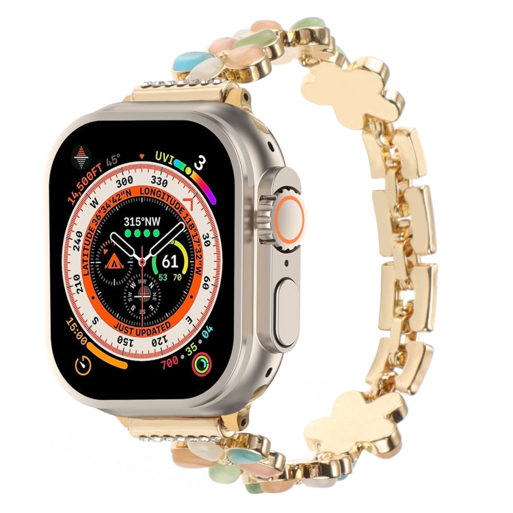 Pulseira de Relógio em Liga de Zinco com Flor de 5 Pétalas, Para Apple Watch SE 2023 44mm, Para Apple Watch SE 2023 40mm, Para Apple Watch Ultra 2 49mm, Para Apple Watch Series 9 45mm, Para Apple Watch Series 9 41mm, Para Apple Watch Ultra 49mm